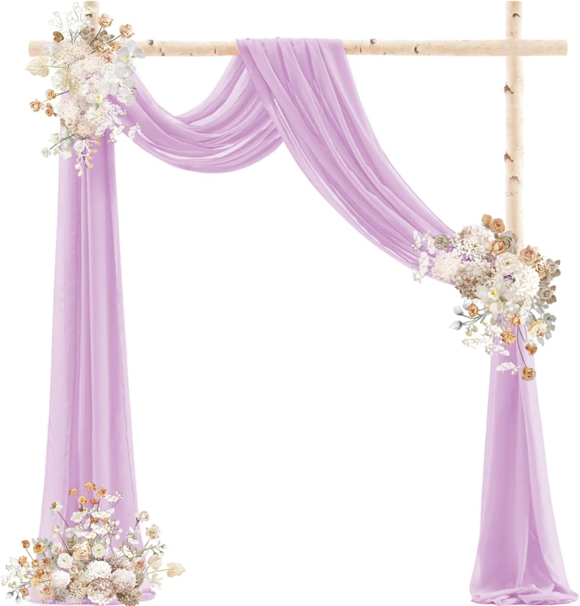 Lilac Purple Wedding Arch Draping Fabric 2 Panels 29" x 20 FT Wedding Drapes for Backdrop Sheer