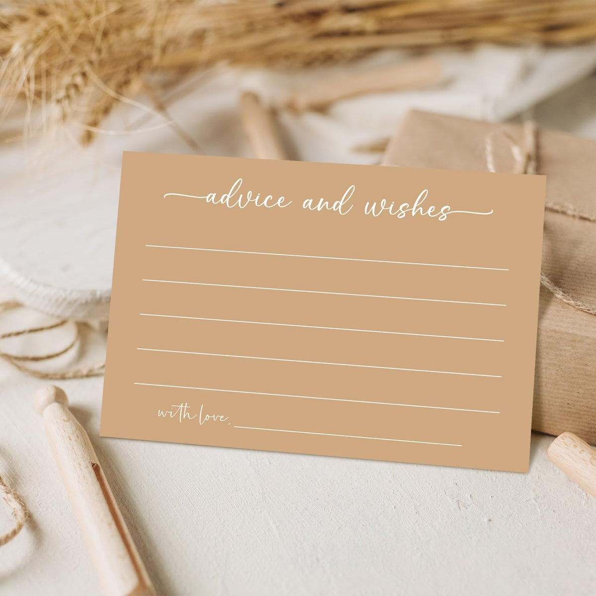 Brown Advice and Wishes Card, Advice Cards for The Bride and Groom, Bridal Shower,Wedding or Baby