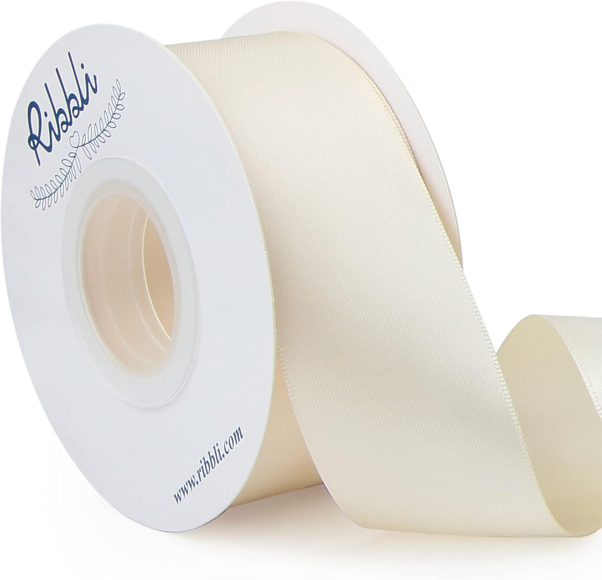 Ribbli Ivory Double Faced Satin Ribbon,1-1/2” x Continuous 25 Yards,Use for Bows Bouquet,Gift