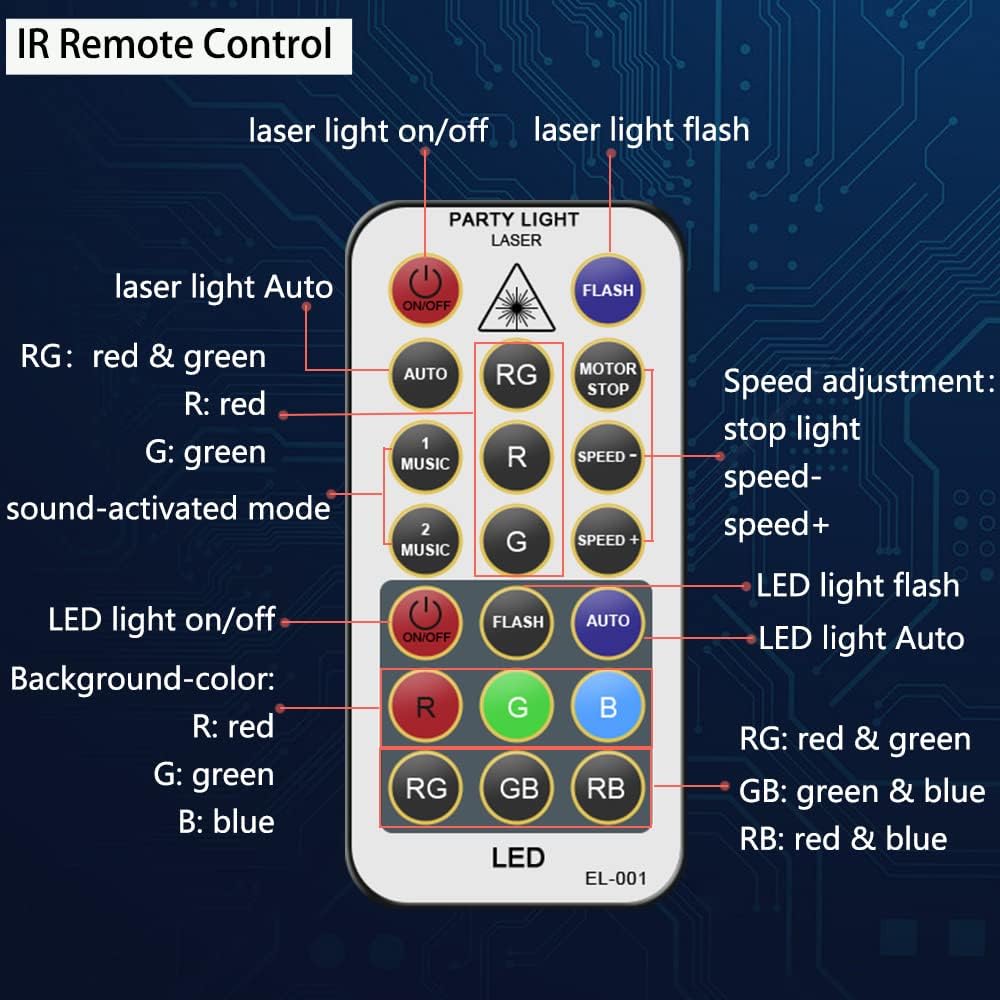 Mini Party Lights Dj Disco Strobe Stage Lights Sound Activated Laser Llights Projector with Remote