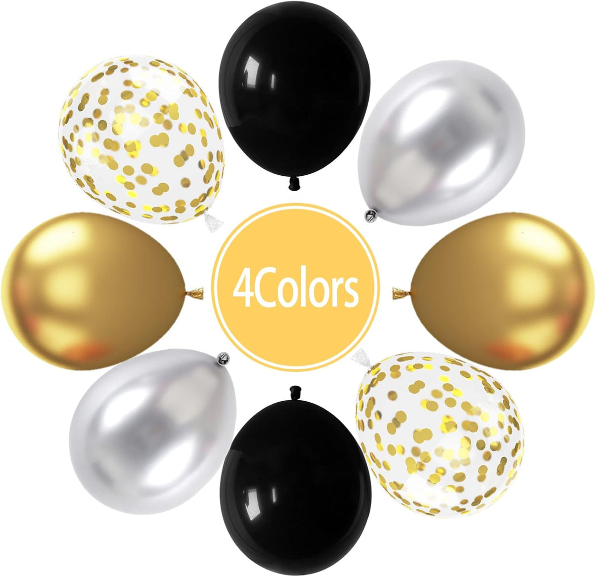 Paready Black and Gold Balloons, 60 Pcs 12 Inch Gold Confetti Balloon, Latex Party Balloons with