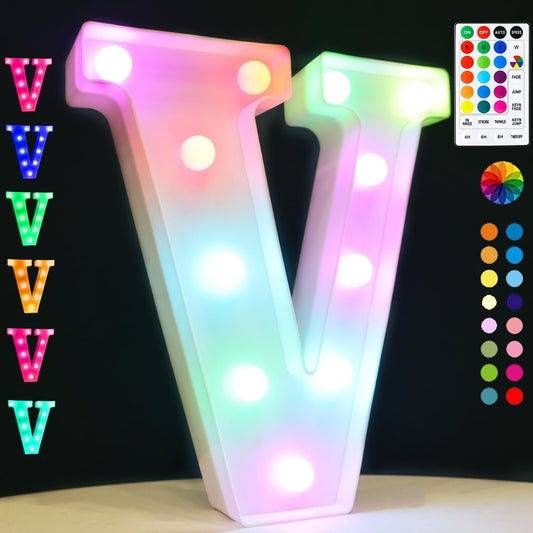 Light Up Colorful LED Marquee Letter lights, 18 Colors Changing Alphabet Letters Sign with Remote