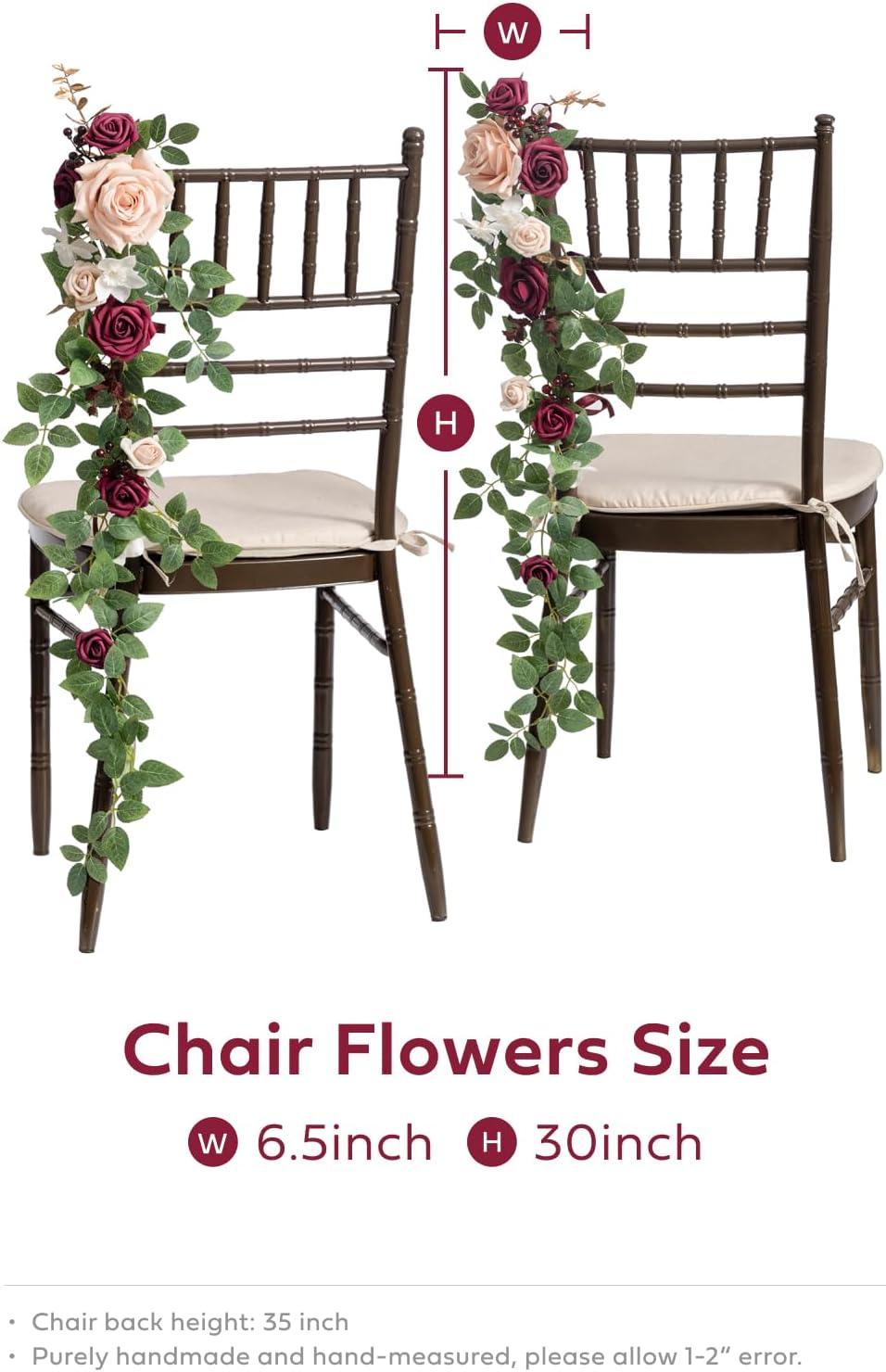 Ling's Moment Fall 10pcs Wedding Chair Decorations Aisle Floral Swag Artificial Pew Flowers Hanging