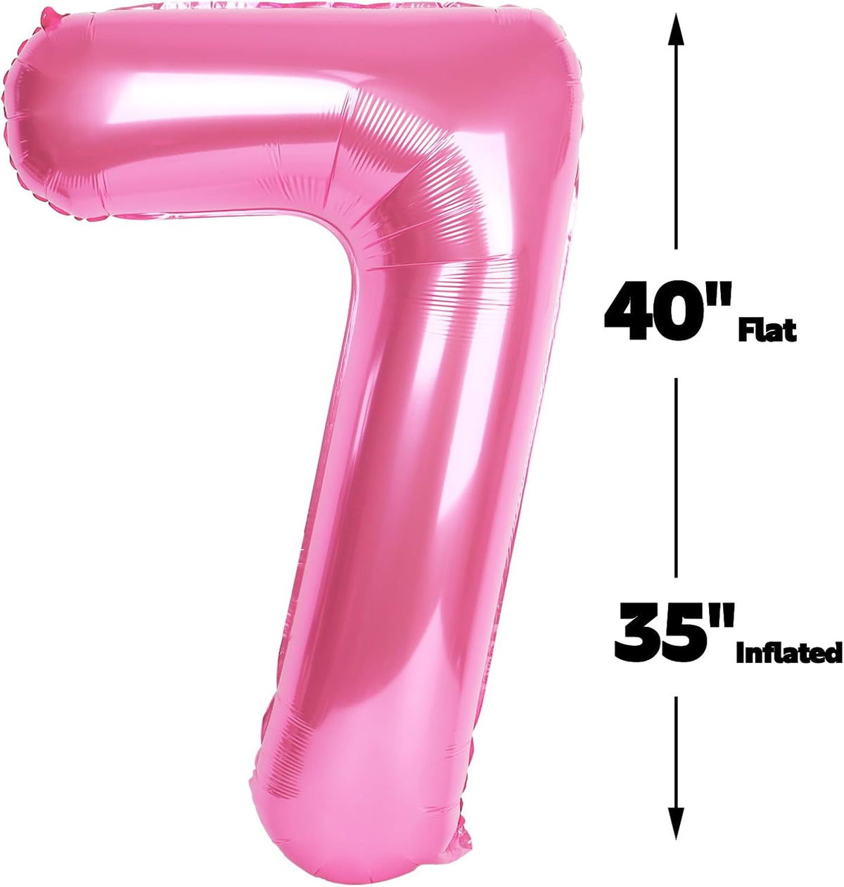 Pink Number 7 Birthday Balloon 40 Inch, Digital Balloons for 7 17 27 70 77 Party Celebration