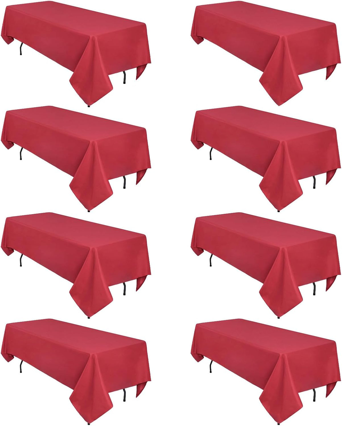 CozRhythm 8 Pack Red Tablecloth 60 x 126 Inch Rectangular Tablecloths for 8 Foot Rectangle Tables