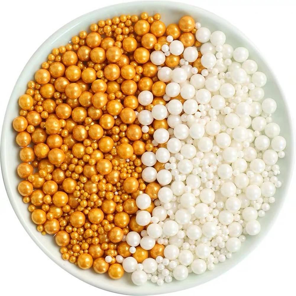 Edible White Sugar Pearls Candy Sprinkles 120G/ 4.23Ounce Baking Cake Sprinkles Cupcake and Cake