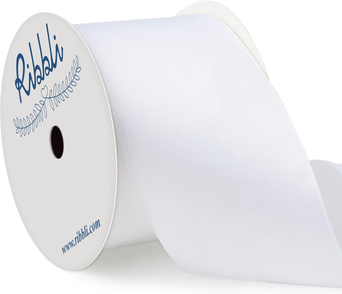 Ribbli White Double Faced Satin Ribbon, 2” x Continuous 10 Yards,Use for Bows Bouquet,Gift