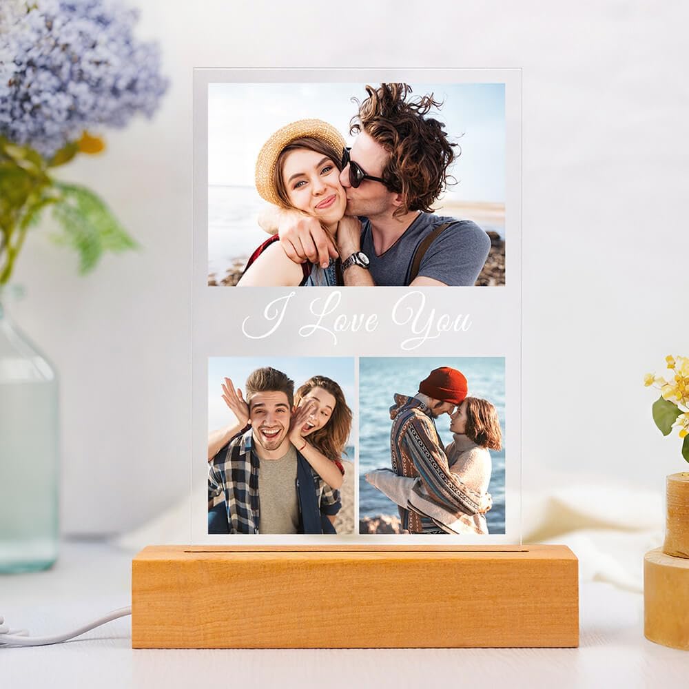 Personalized Anniversary Couple Gifts for Women & Men, Custom Picture Frames with Photo
