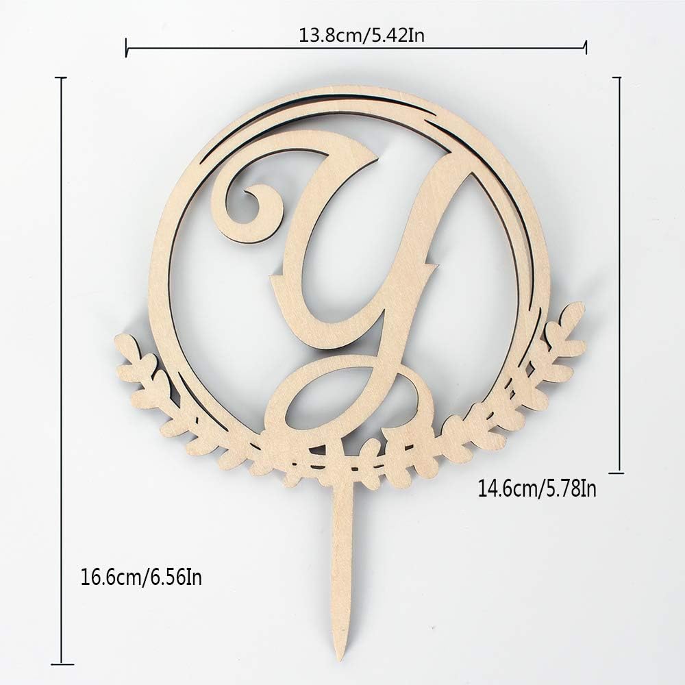 LINGTEER Personalized Inital Letter Y Wooden Cake Topper Perfect for Birthday Rustic Wedding