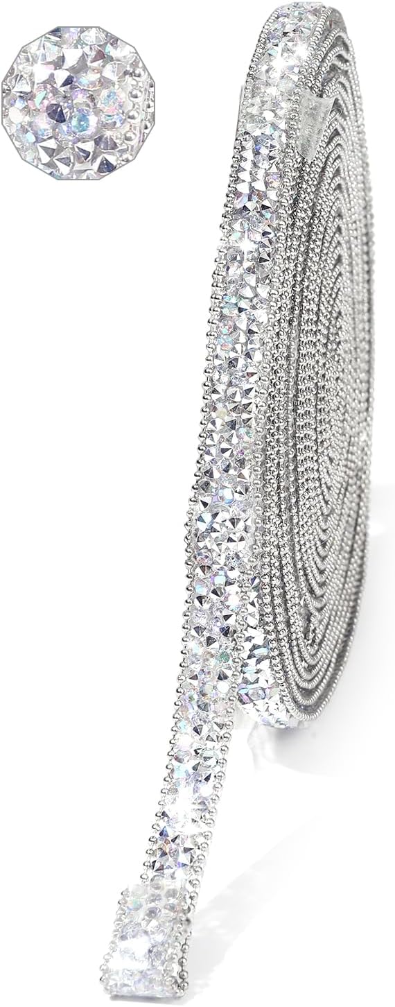 Rhinestone Ribbon 6 Yards Self Adhesive Rhinestone Strips Diamond Ribbon Sticker Crystal Roll