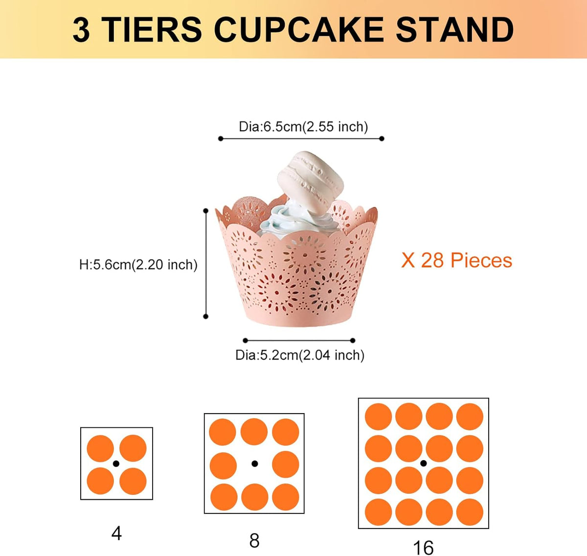 Boxalls Cupcake Stand, 3 Tier Square Acrylic Cupcake Display Stand Holder, Clear Dessert Pastry