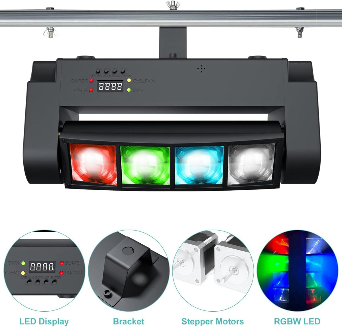 BETOPPER Stage Light, Moving Head DJ Light for Parties, RGBW 8x3W Spider LED Light, Sound Activated