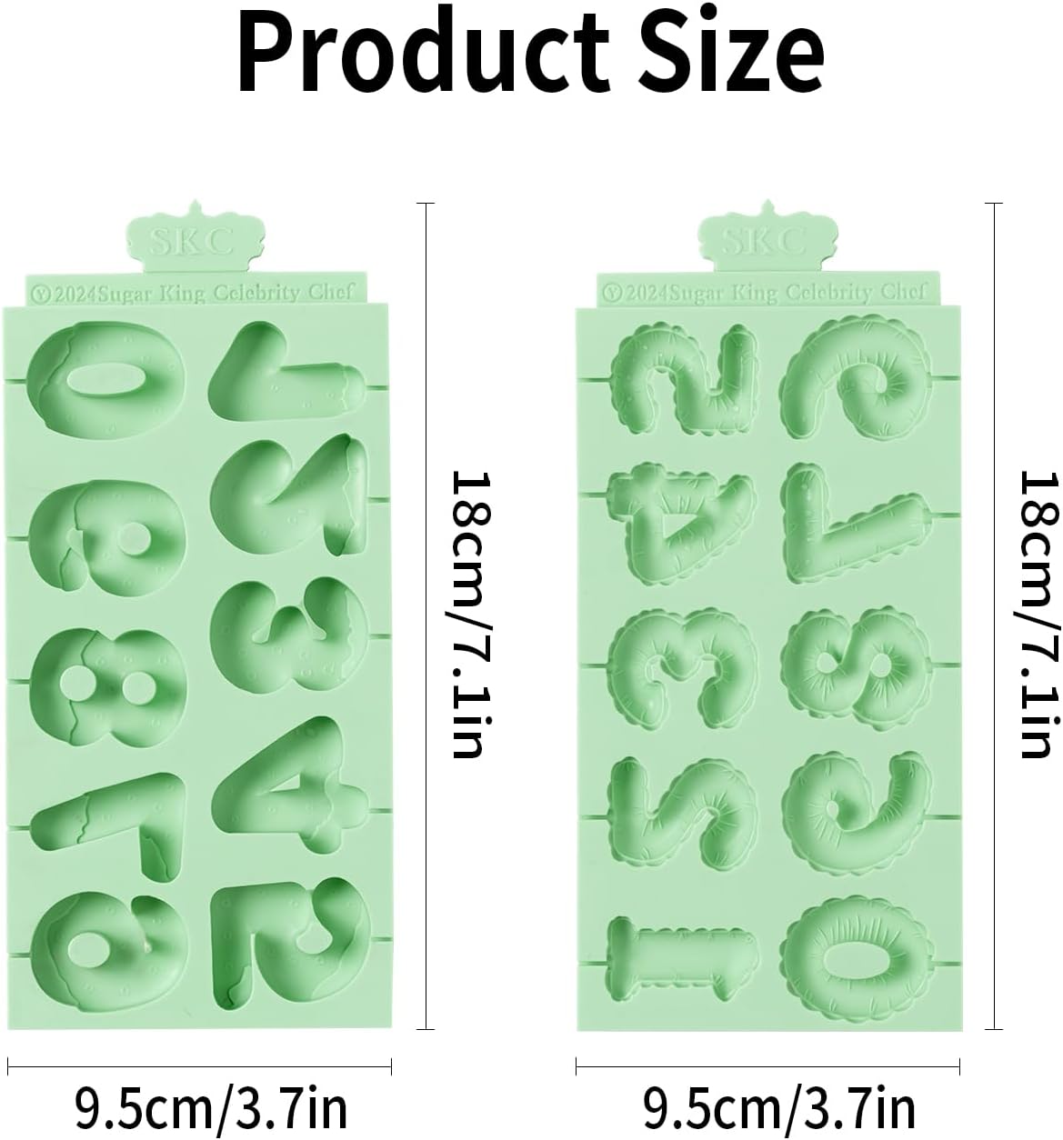 KALAIEN Number Silicone Mold, 2 Pack 3D Chocolate Molds Silicone Number 0-9, Number Cake Molds for