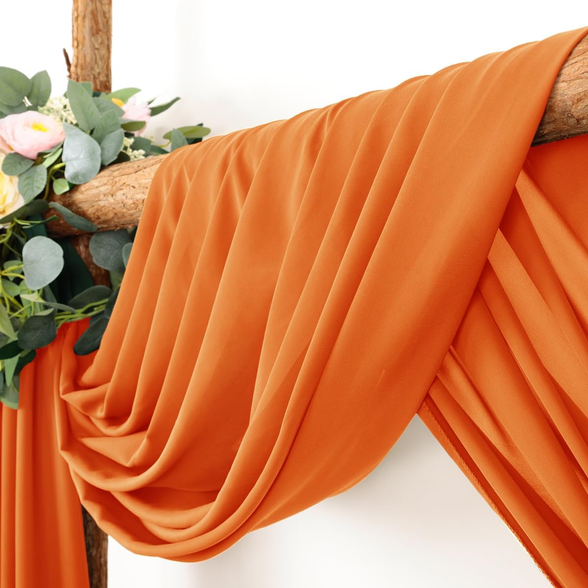 Wedding Arch Draping Fabric 2 Panels 30'' x 18FT Orange Sheer Chiffon Arch Drapery for Photo Booth