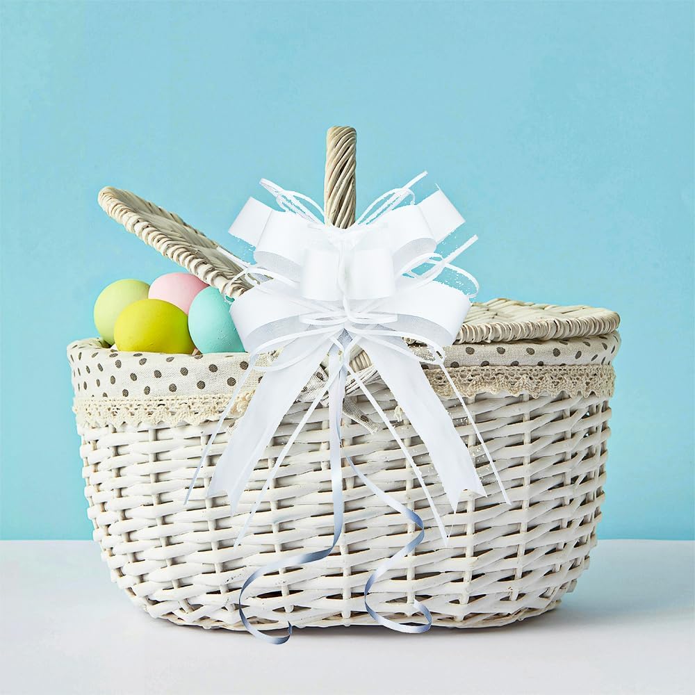 WEWILUCK White Gift Bow, Big White Pull Bows for Gift Wrapping, Wedding, Christmas, Valentine's