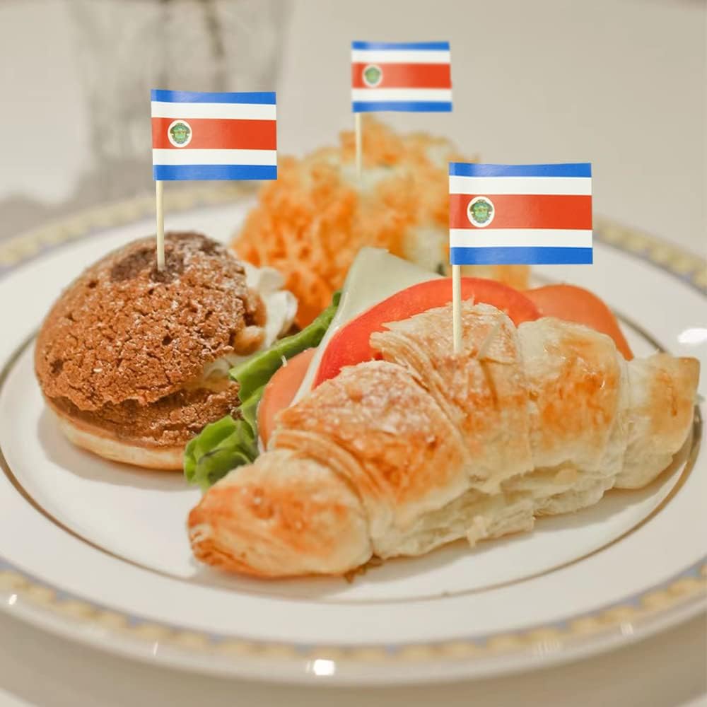 Costa Rica Flag Costa Rican Flag, Small Mini Costa Rican Toothpick Flags for Food, Cupcakes