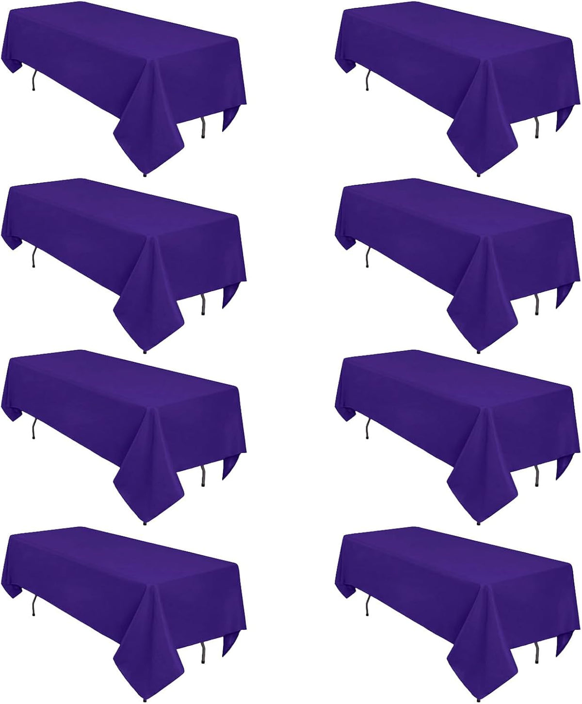 8 Pack Purple Tablecloth 60 x 102 Inch Rectangular Tablecloths for 6 Foot Rectangle Tables, Wrinkle