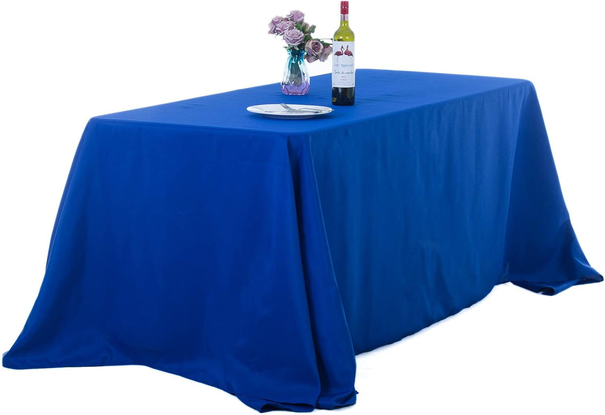 Ascoza 2pack 90x132 Inch Royal Blue Rectangular Tablecloth 8 Feet Table Cloth in Polyester Fabric