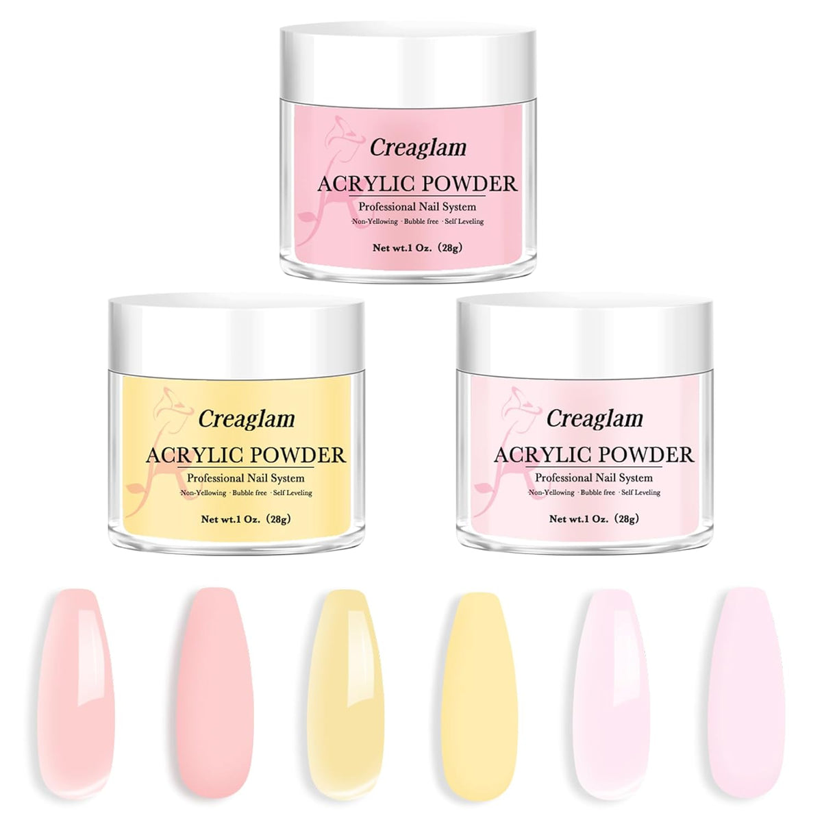 Professional Acrylic Powder for Nail: Large Capacity 3 Colors Pink Tulle Wax Yellow Festival Bloom