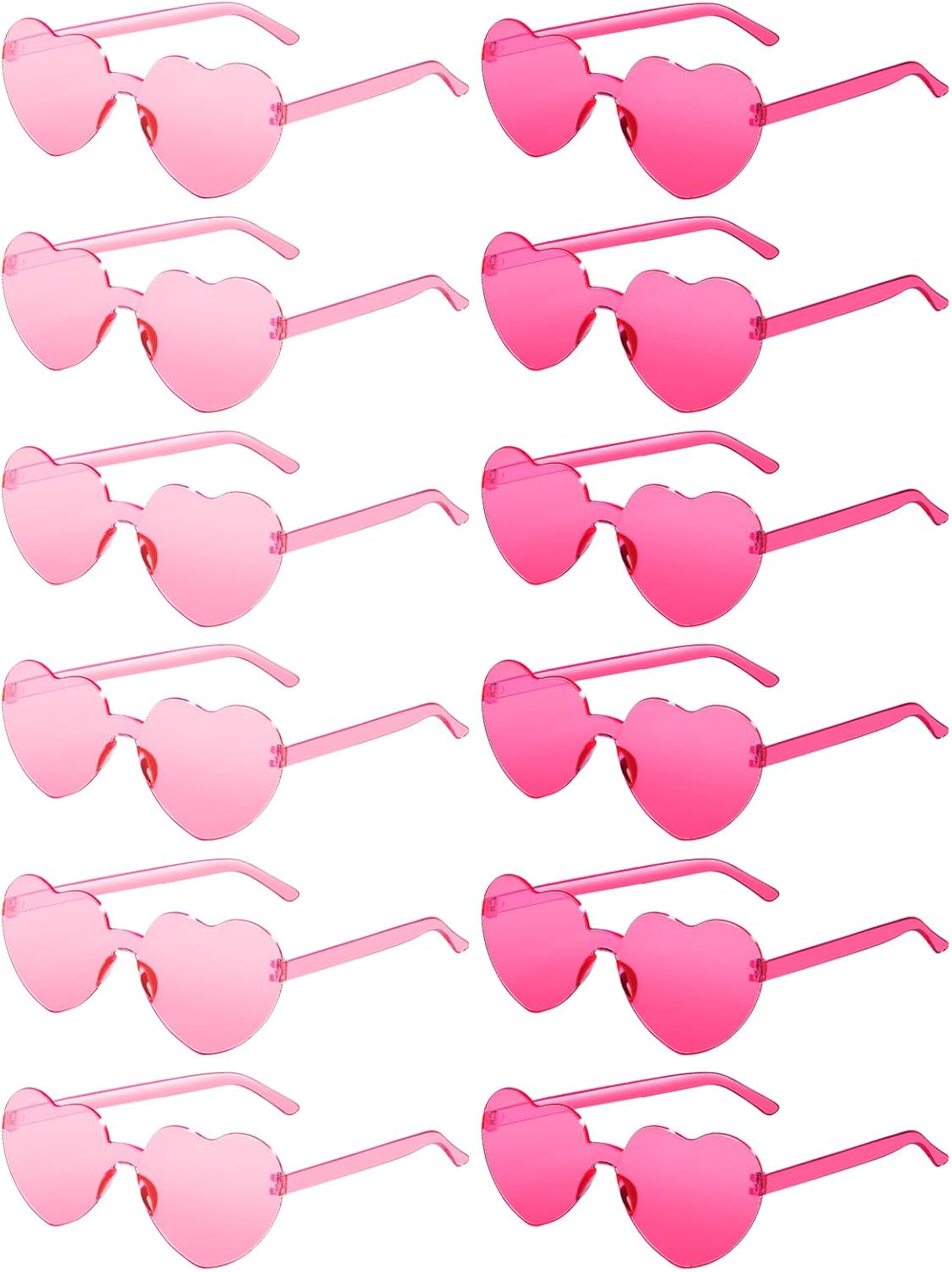 12 Pairs Heart Shaped Sunglasses for Women Colorful Glasses Fun Trendy Transparent Heart Sunglasses