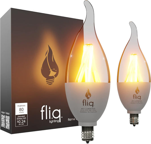 Fliq | LED Flame Light Bulb | 2 Pack | 2W | 4 Modes | Flickering Flame Bulb | 2023 Release | (Mini