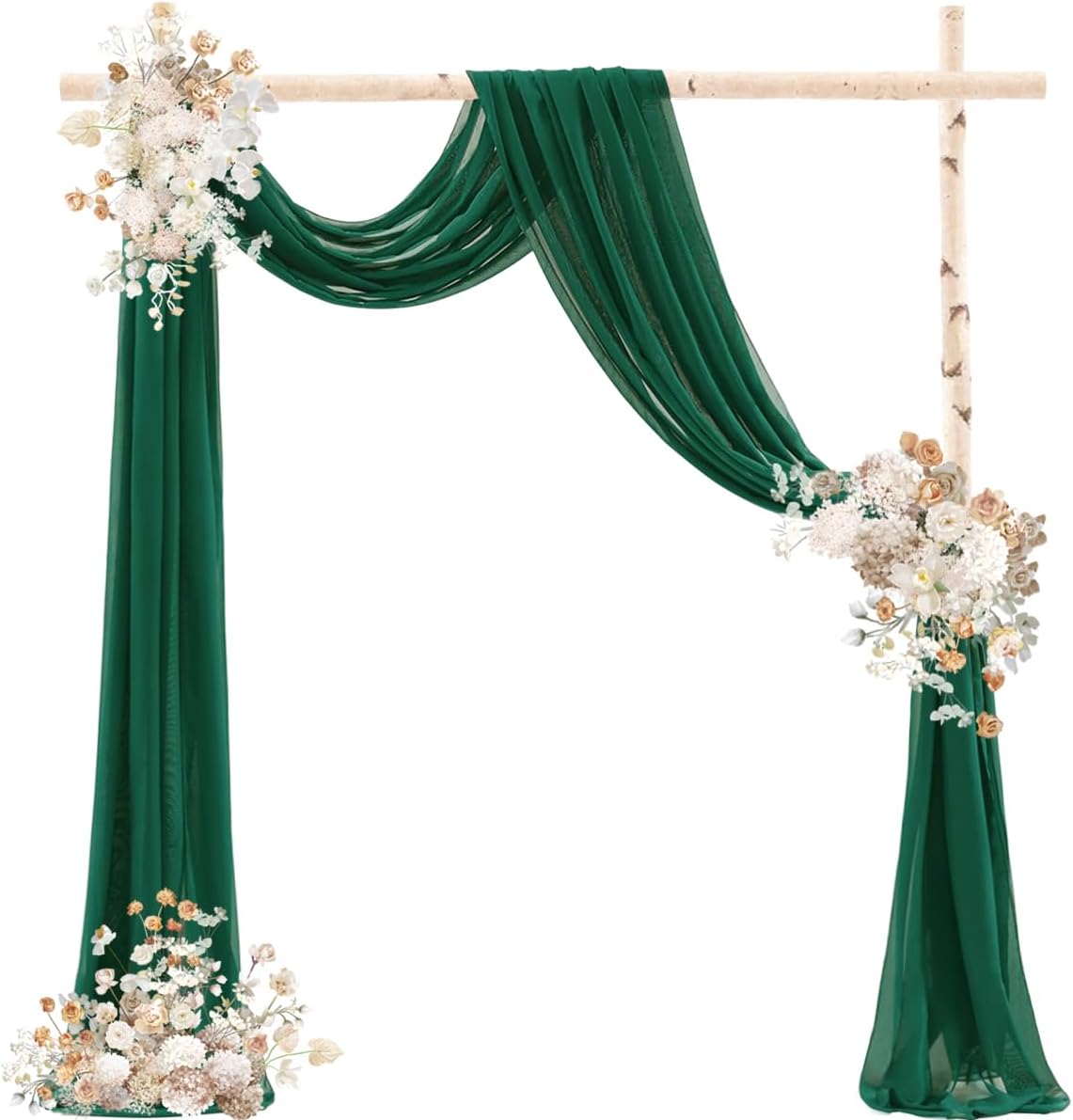 Emerald Green Wedding Arch Draping Fabric 2 Panels 29" x 20 FT Wedding Drapes for Backdrop Sheer