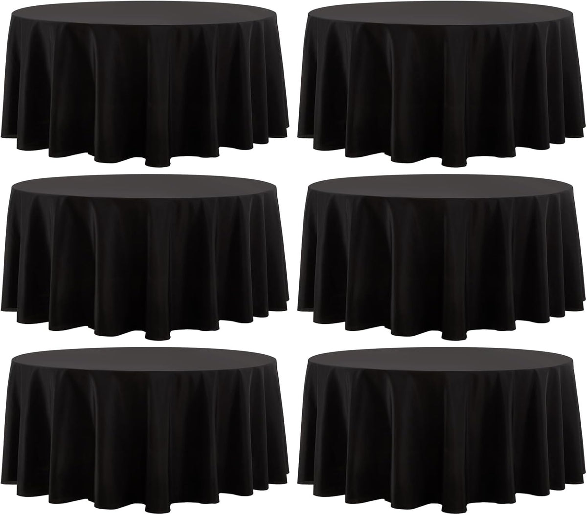 Round Tablecloth 6 Pack 90 Inch Black Tablecloths Washable Decorative Linen Polyester Table Clothes
