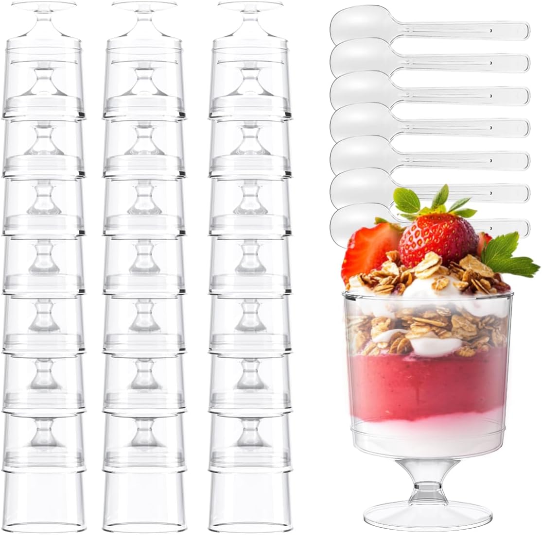200 Pack Dessert Cups with Spoons,5Oz Clear Plastic Parfait Cup,Disposable Appetizer Cups Mini
