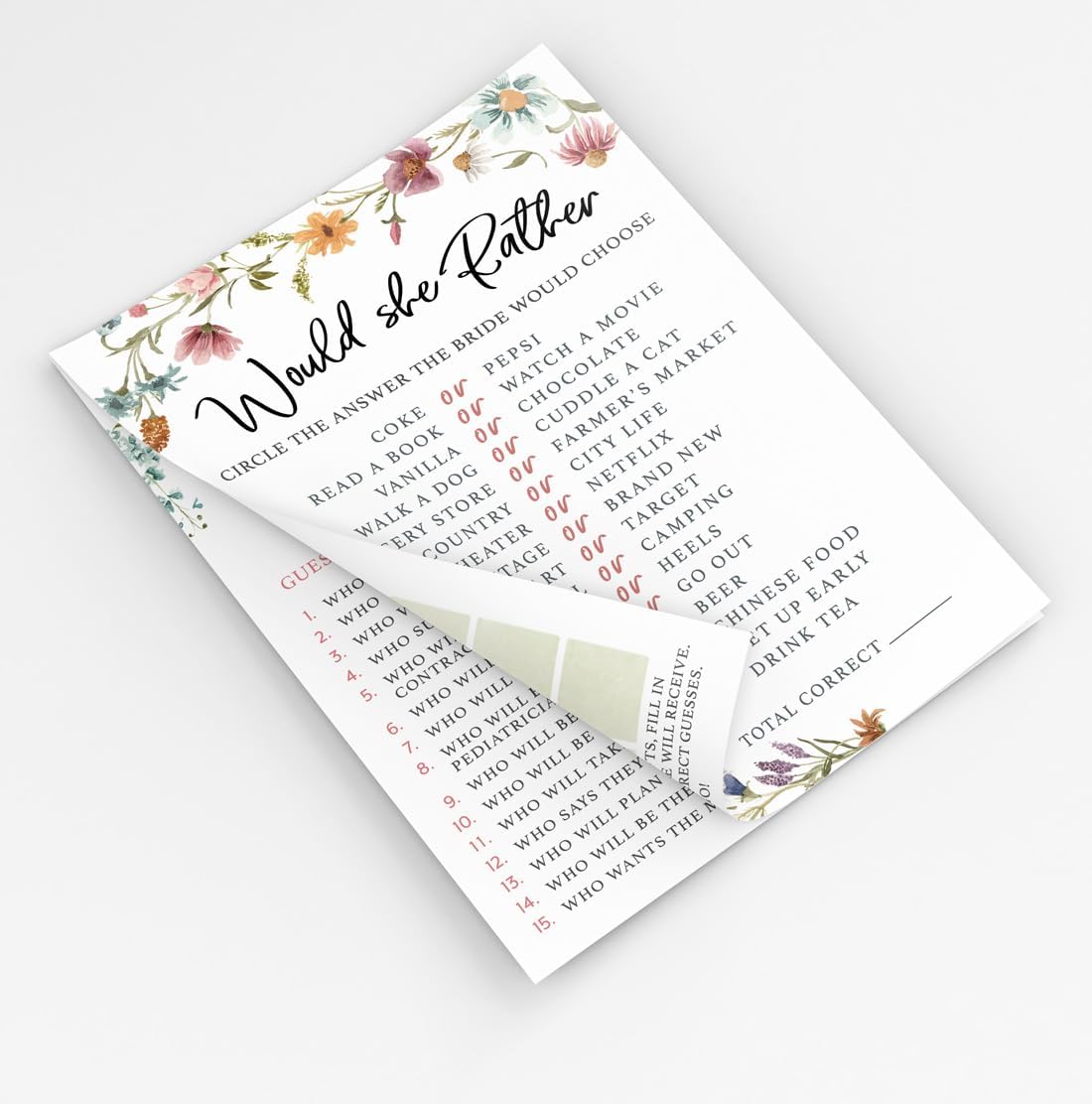 Printed Party Bridal Shower Game Set – 4 Fun Games and Activities for 30 Guests, Includes Bingo, He