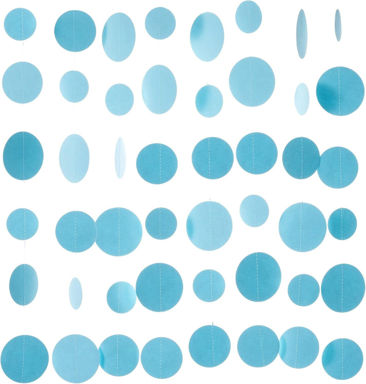 Light Blue Paper Garland Circle Dot Streamer Party Banner Backdrop Hanging Decorations, 20 Feet in