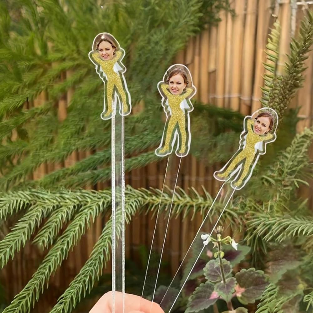 Personalized 50 pcs Double-Sided Wedding Stir Stick, Custom Bride Face Dancers Stir Stick, Acrylic