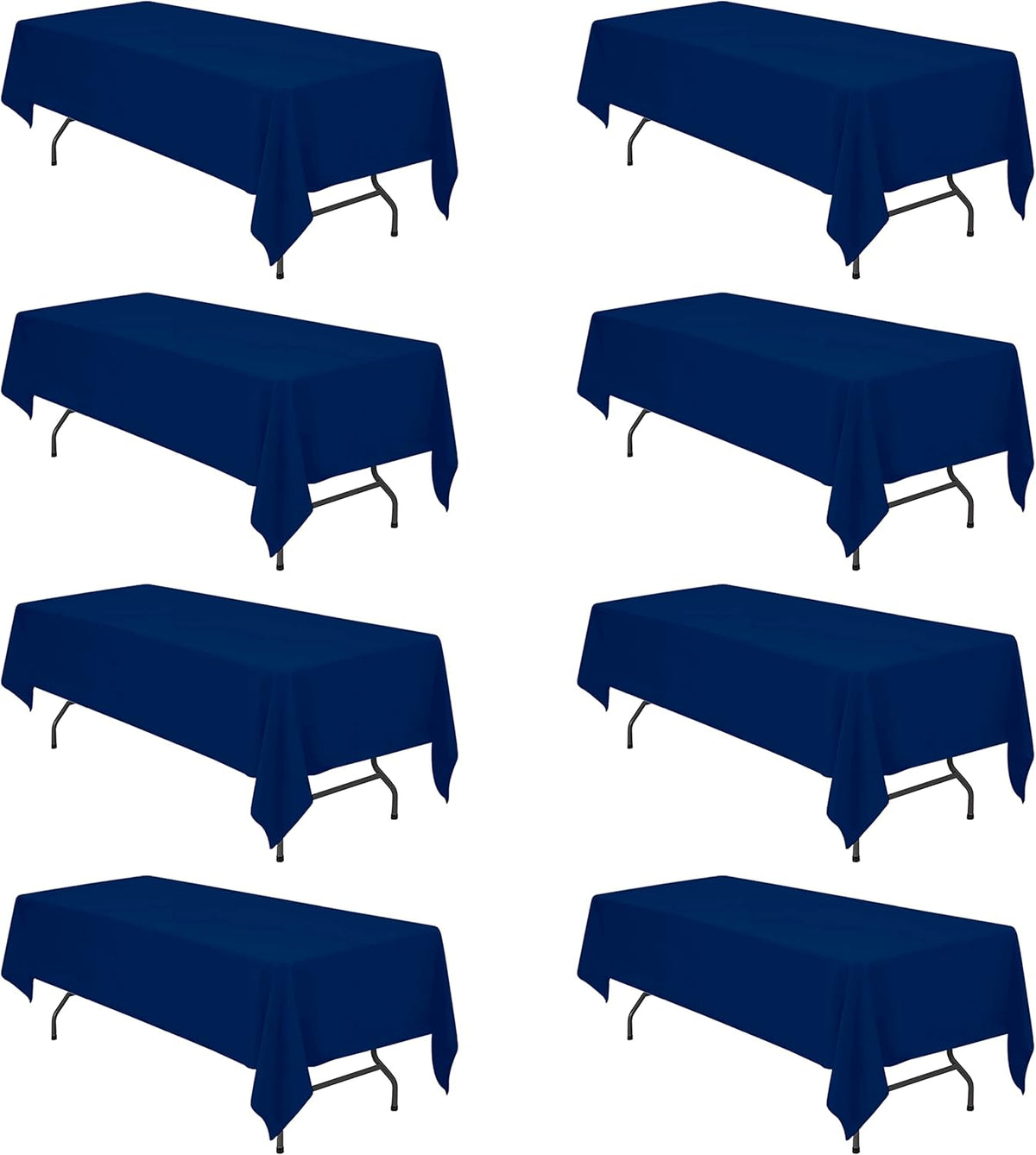 BRILLMAX 8 Pack Navy Blue Tablecloths for 8 Foot Rectangle Tables 60 x 126 Inch - 8ft Rectangular
