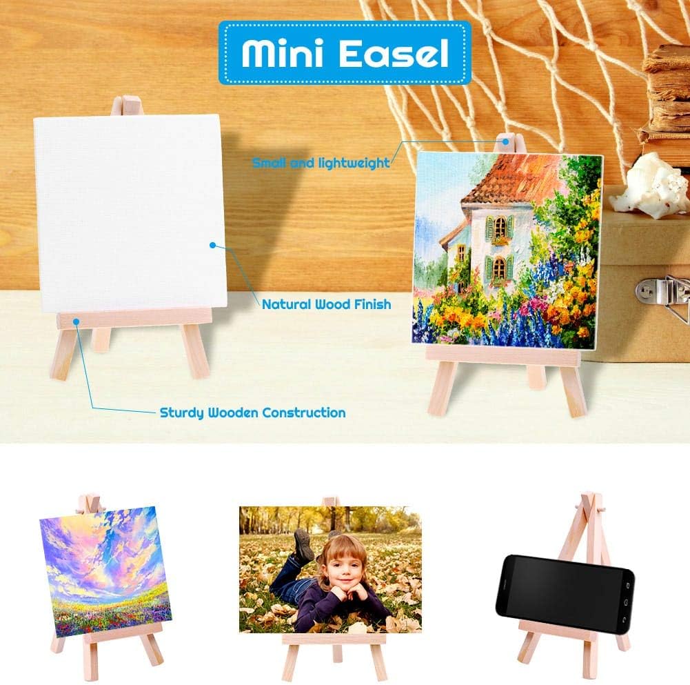 Mini Canvases 18 Pack, Cridoz Small Painting Canvas with Mini Easel 4x4 Inches Art Canvases