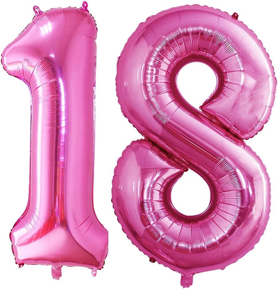 GOER Number 18 Balloons for 18th Birthday Sweet 18 Party Decorations,42 Inch Jumbo Foil Helium 81