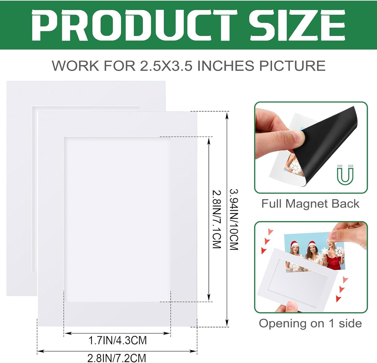 Soaoo 60 Pcs Magnetic Picture Frames Wallet Size 2.5 x 3.5 Inches Reusable Magnetic Photo Sleeves