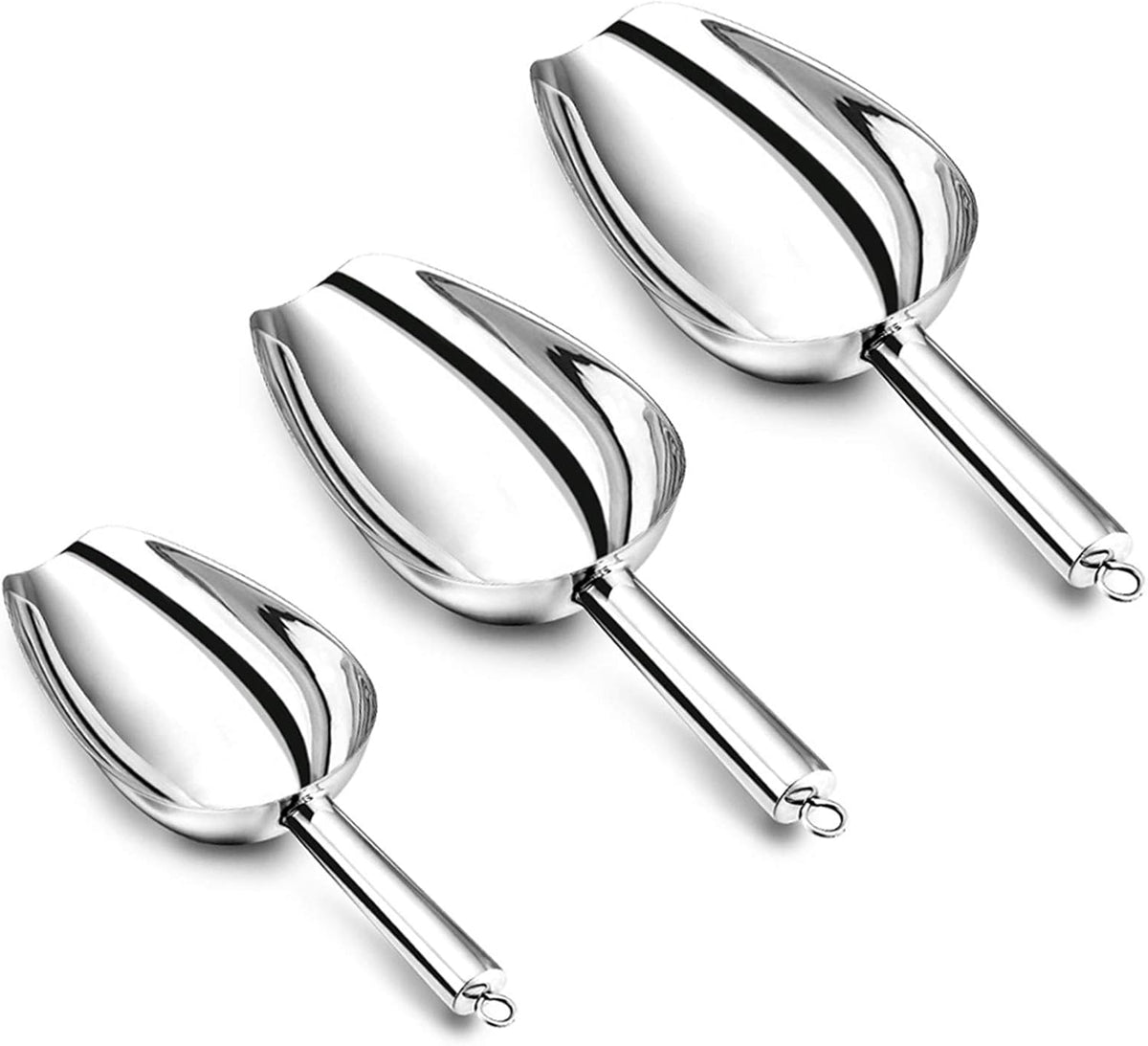 P&P CHEF Canister Scoop Set of 3, Ice Candy Scoop, Stainless Steel Multipurpose Food Scooper for