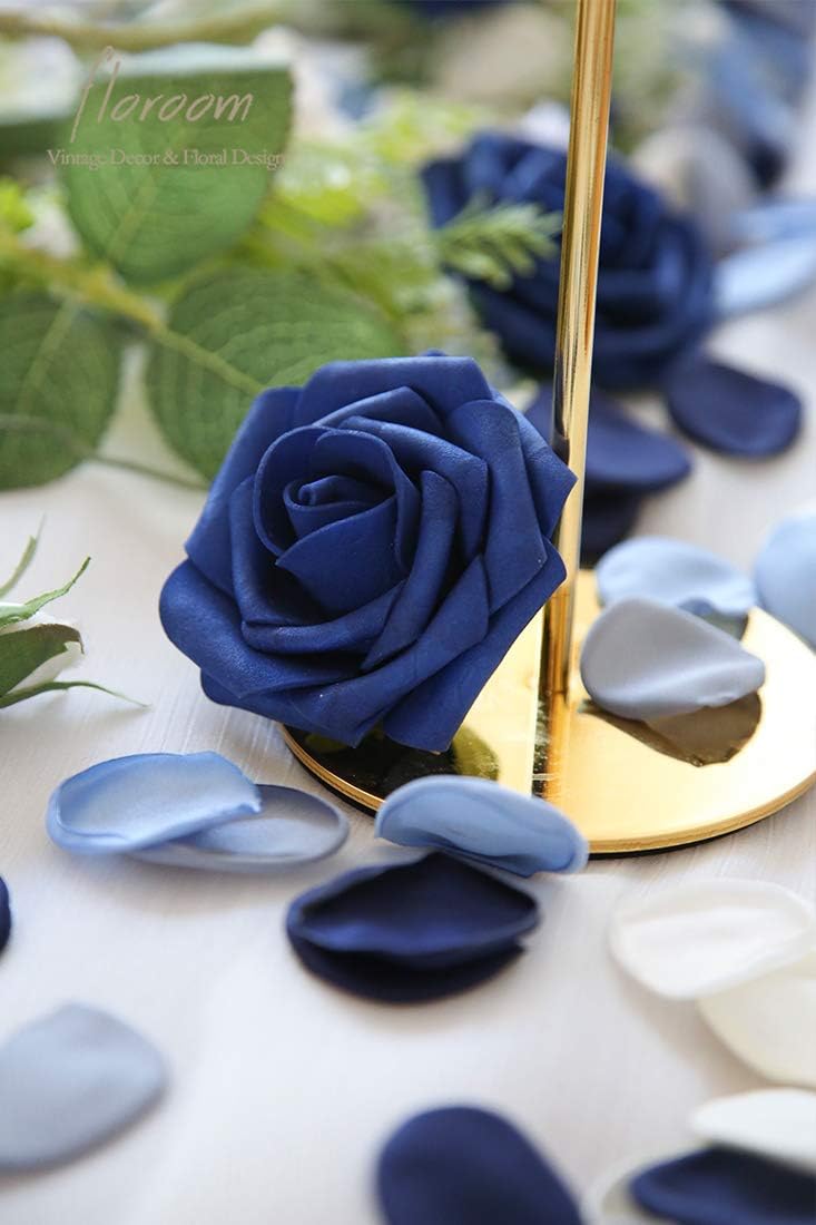 Floroom 500pcs Rose Petals Dusty Blue Navy Faux Silk Flower Petals for Wedding Flower Girl Basket