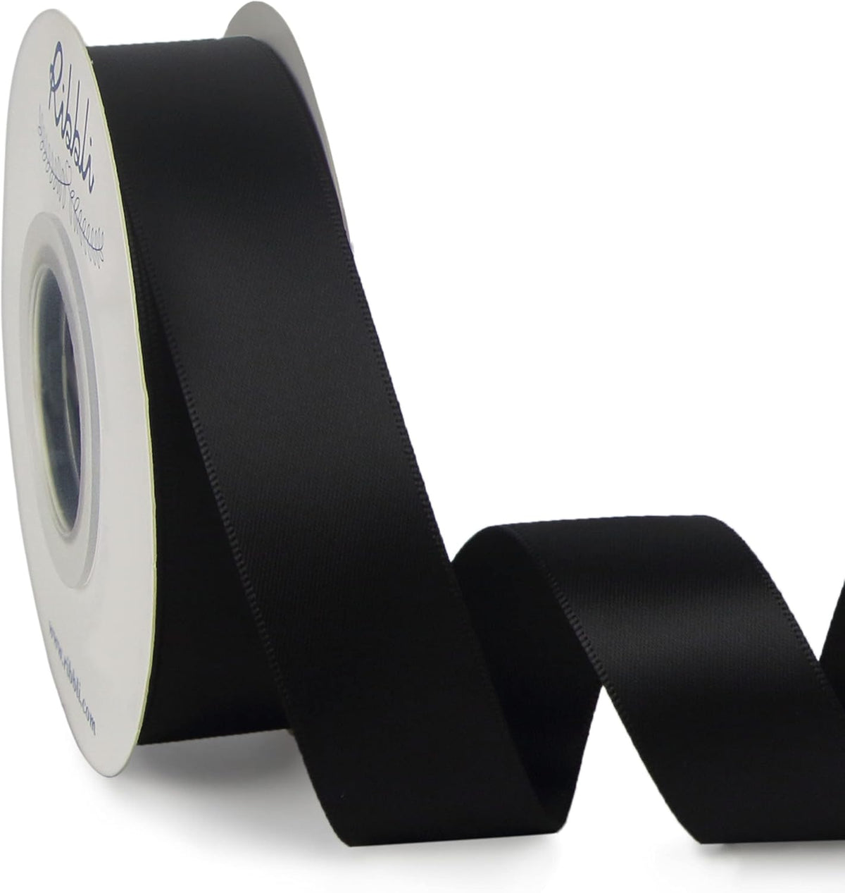 Ribbli Double Faced Black Satin Ribbon,1” x Continuous 25 Yards,Use for Bows Bouquet,Gift