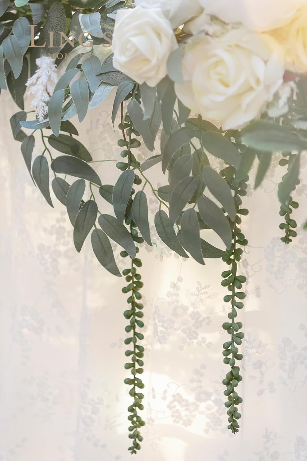 Ling's Moment 9FT Spring Flower Garland for Backdrop Decorations - Wedding Arch Flowers, Eucalyptus