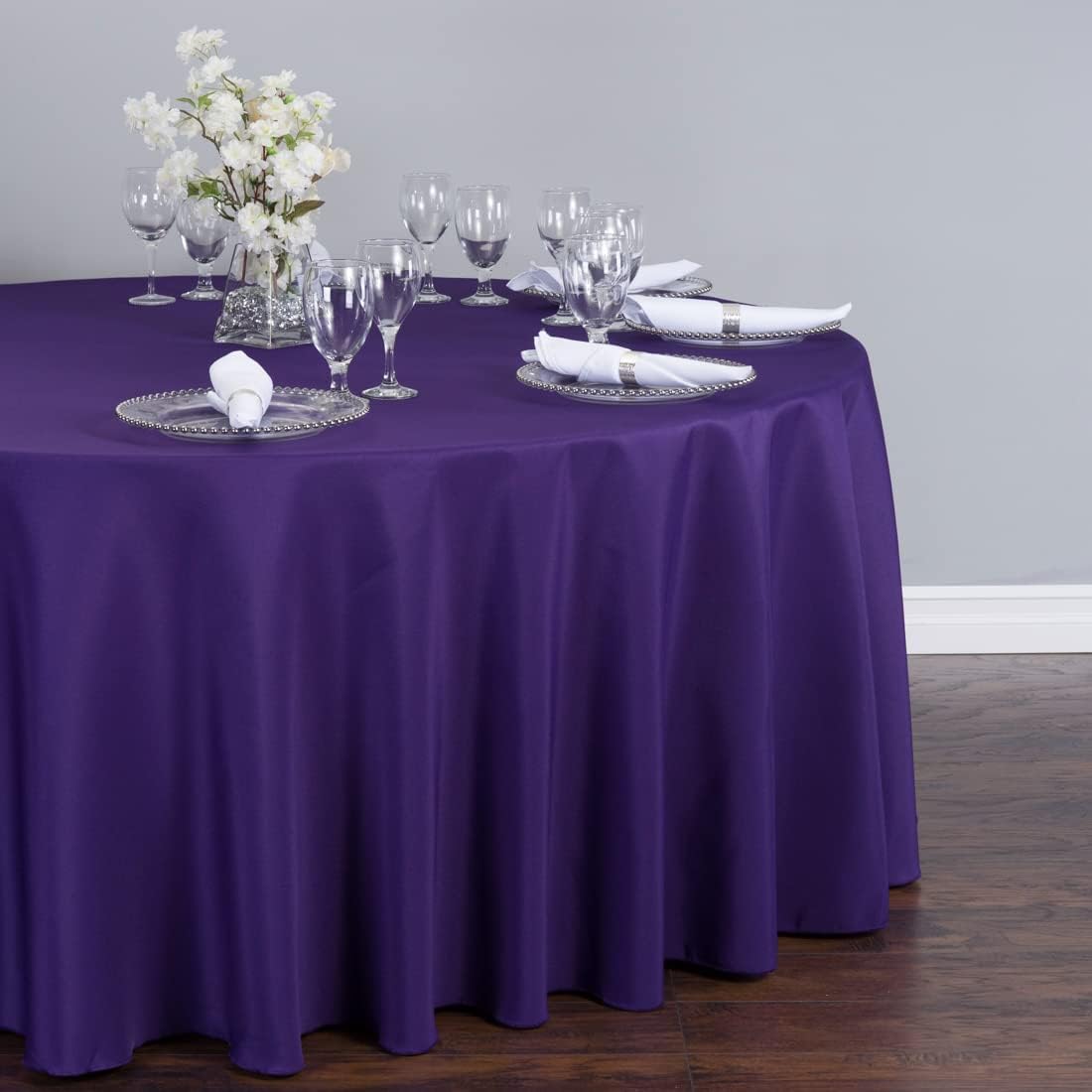 LTC LINENS 2 Pack 108 Inch Round Tablecloth Purple - Great for 48 Inch Round Table Floor Length