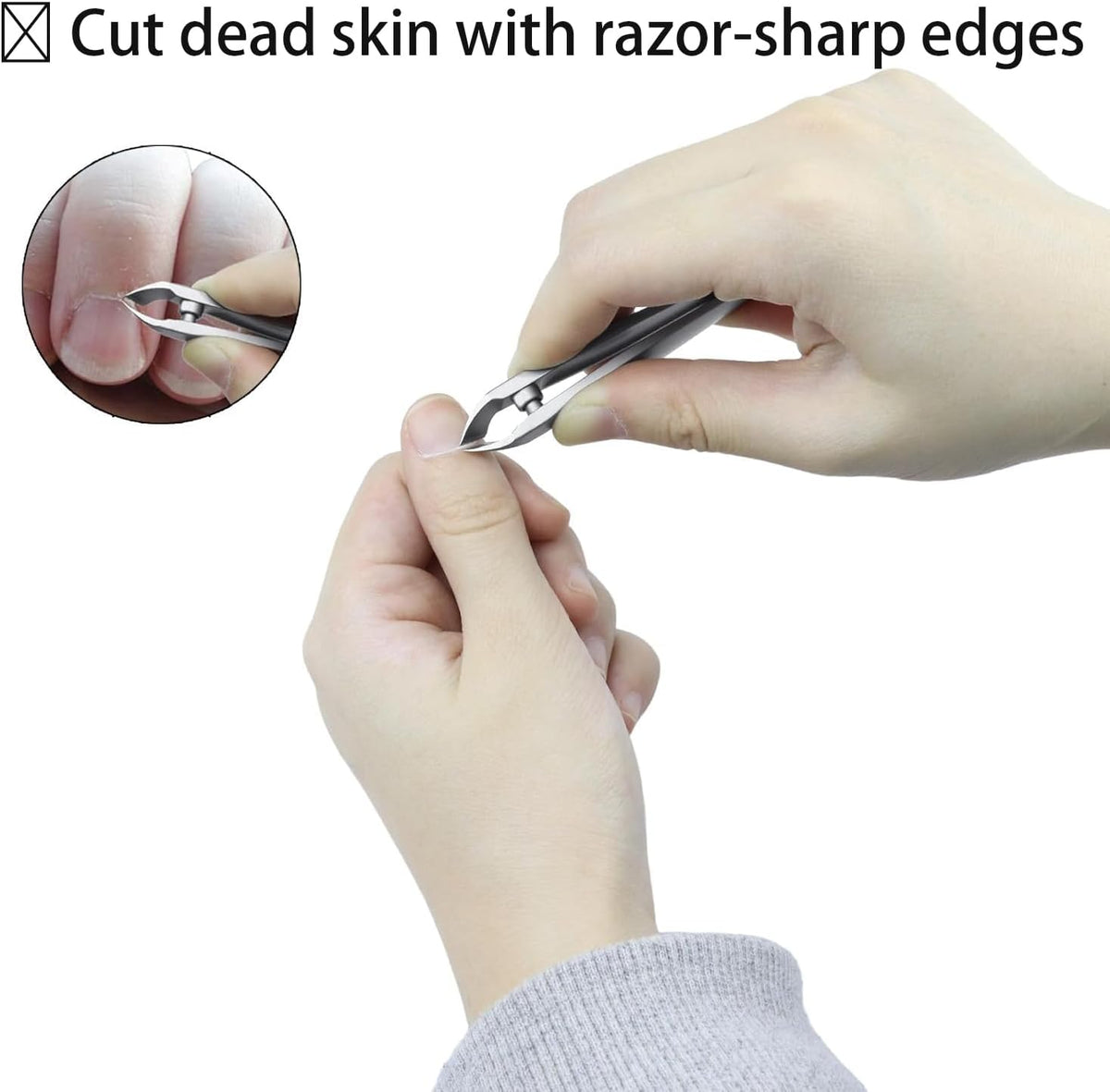 Tweezers-Style 2-in-1 Cuticle Trimmer & Pusher - Surgical-Grade Stainless Steel, Compact Portable