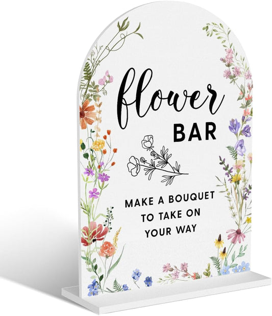 Acrylic Wedding Signs, Flower Bar Signs for Marriage Reception, Flower Bar Desk Decor, Modern