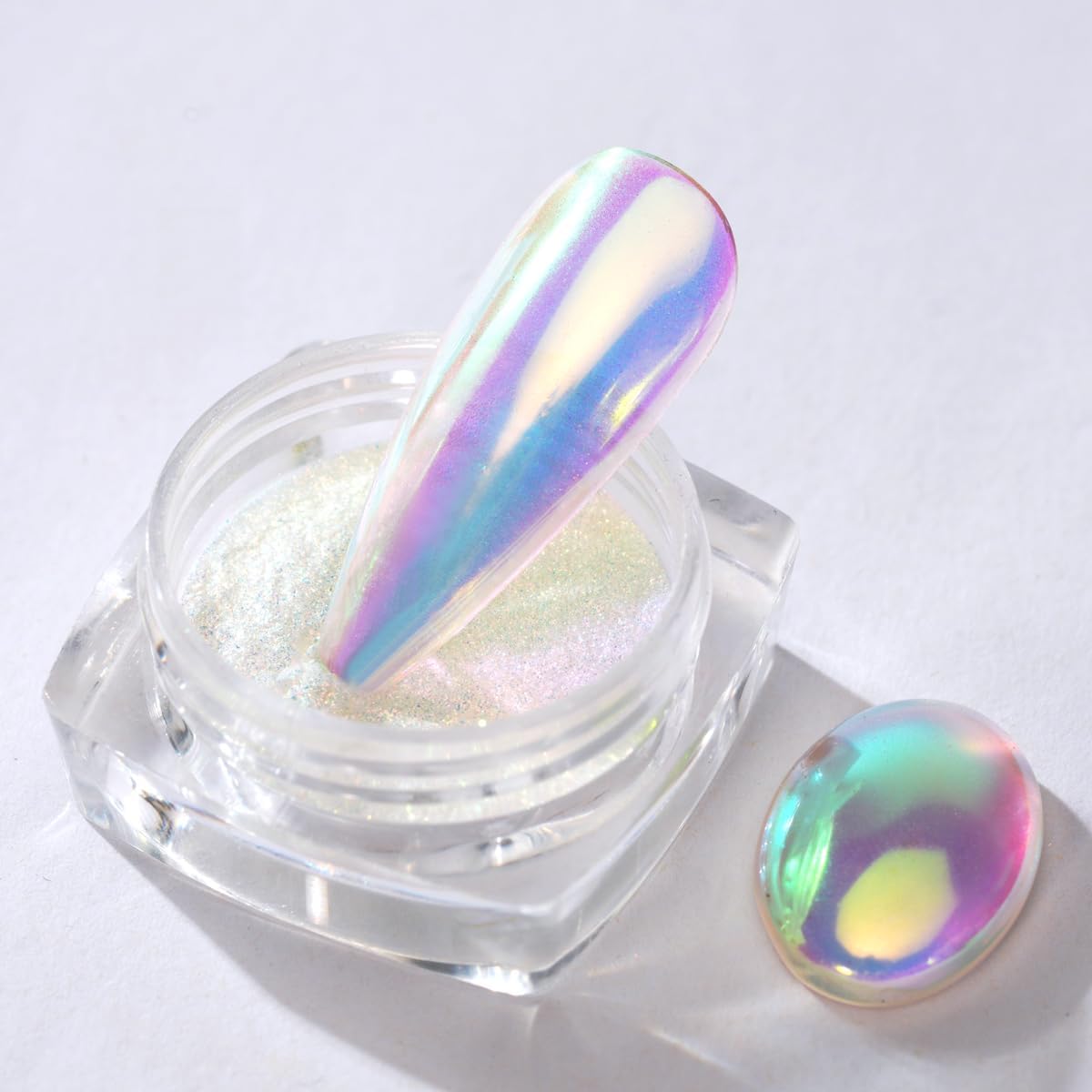 Pretty Diva 0.3g Unicorn Chrome Nail Powder, Aurora Iridescent Chrome Powders for Nails, Mermaid