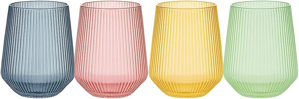 40 count Origami Ripple Unbreakable Stemless Plastic Wine Champagne Whiskey Glasses Elegant Durable