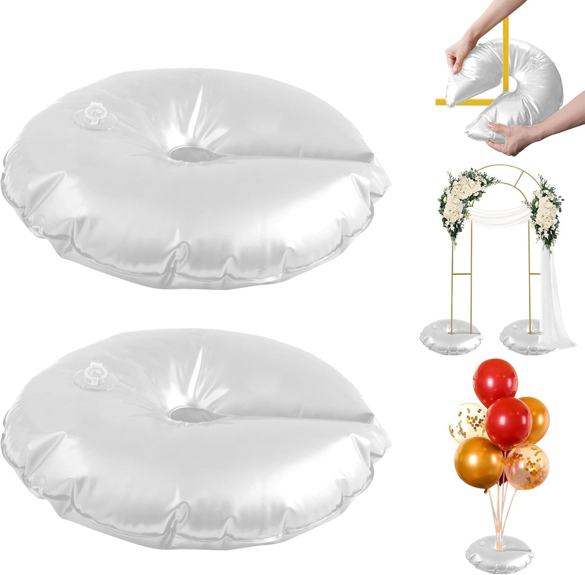White Balloon Arch Weights, Heavy Duty Water-Filled Base Weights for Party Backdrop Stand Frames