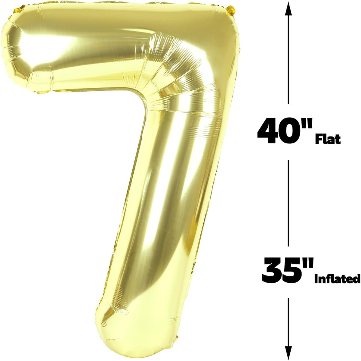 Digital Number 7 Champagne Gold Birthday Balloon 40 Inch, Foil Balloons for 7 17 27 70 77 Party