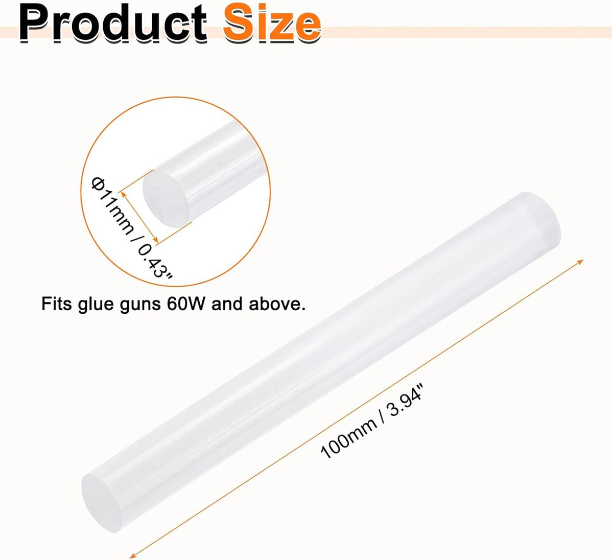 HARFINGTON 10pcs Hot Glue Sticks 0.43" Dia x 3.94" Long EVA Mini Hot Melt Adhesive Glue Stick for