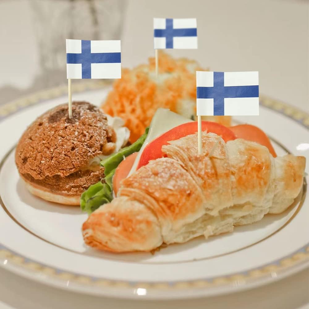 Finland Flag Finnish Flag, Small Mini Finland Toothpick Flags for Food, Cupcakes, Cocktails