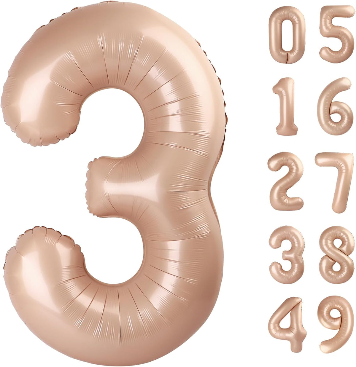 40 Inch Light Brown 3 Large Number Balloon, 3 13 23 30 33 36 Light Brown Birthday Party