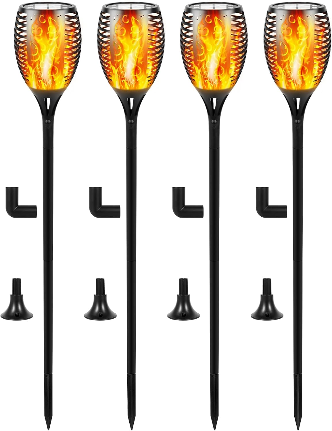 I-SHUNFA 96 LED Outdoor Waterproof Solar Torch Lights with 3 Modes—Flickering Flame, Fade Effect